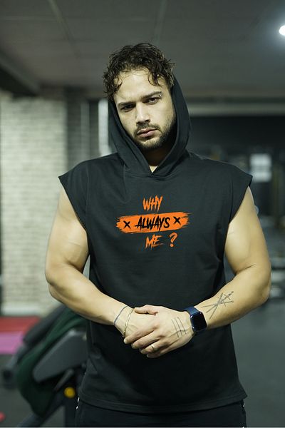 Oxlade Sports Tank Top Gym [ WHY ALWAYS ME ] Hooded Fitness ATHLETE 100% Cotton Quality Fabric Oxlade®