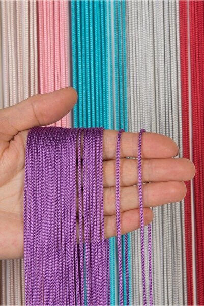 Saççax Exclusive Eflatun Renk Düz Kalın Zincir Serisi İp Perde