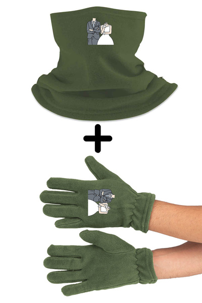 Fanze Set mănuși și beretă cu guler pentru mire și mireasă zrn4847