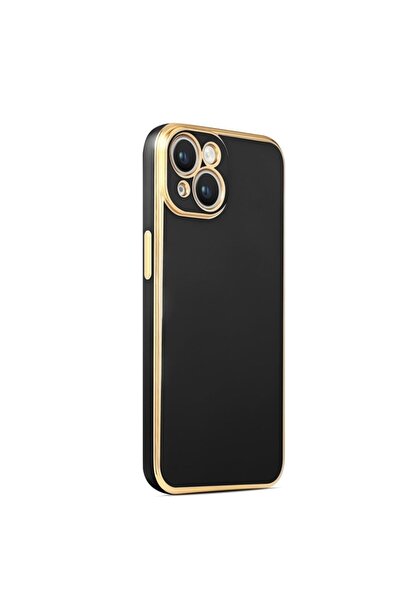 Rivor Apple İPhone 15 Uyumlu Kılıf Parlak Kenarlı Altın İşlemeli Kamera Korum...