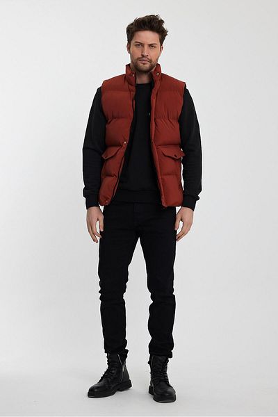 Stilkombin High Collar Puffer Vest with Hidden Pocket BL 1443-1