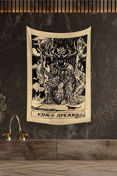 KanvasSepeti Carte de tarot - Tapet King Of Spears, texturat în ulei