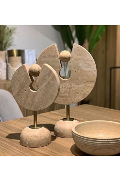 MIARIK DESIGN & DEKORASYON Dekoratif Mermer obje Yarim Ay Traverten Tek