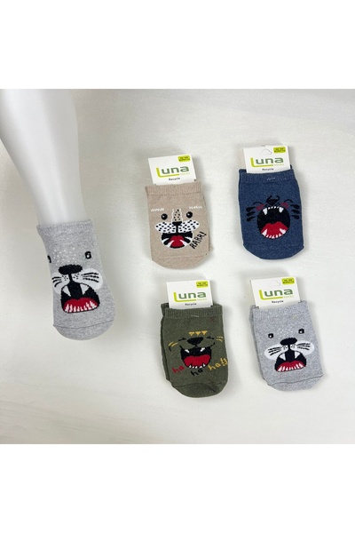 Bebek Meselesi 4'LÜ RECYCLE GELENGÜL DESEN ERKEK ÇOCUK PATİK ASORTİ