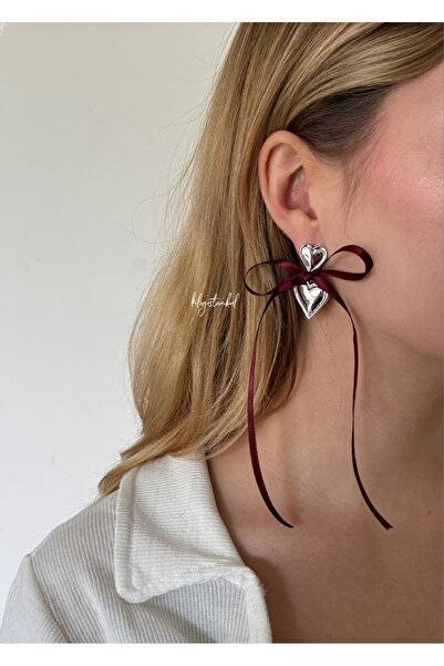 KİLİGİSTANBUL KALPLİ FİYONK KÜPE 4 CM