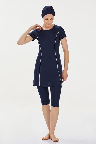REMSA Κοντό μανίκι ημι-καλυμμένο μαγιό Margaret 9091 Dark Navy Blue