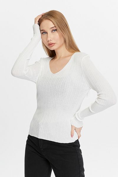 Fanori Woman ΜΠΛΟΥΖΑ ΠΛΕΚΤΟ ΜΕ ΛΑΙΜΟ ΚΑΤΑ ΤΟ ΚΡΥΟ ΥΦΑΣΜΑ