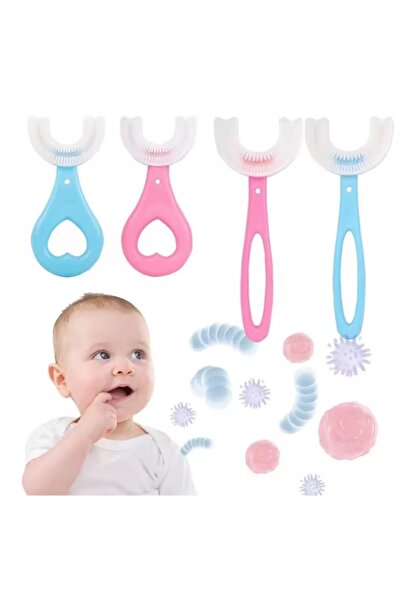 Sihirlicin U Type Children's Oral Care and Toothbrush 0 - 6 Years Pink