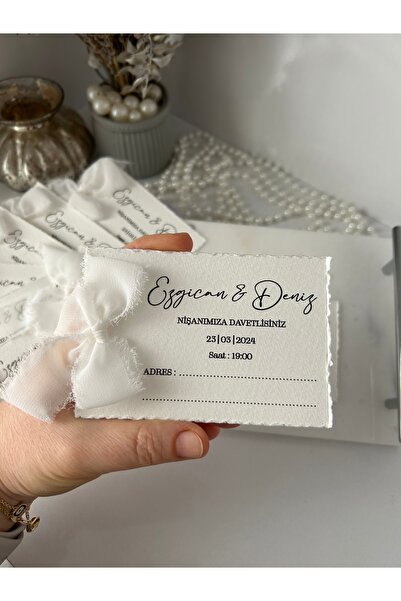 ALYANSHOME Kişiye Özel Yırtık Kenarlı Kına Davetiyesi 10 Adet