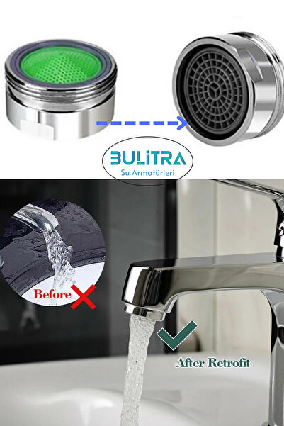BULİTRA Su Armatürleri Batarya Musluk Ucu 4 Adet Musluk Başlığı Plastik Su Tasarruflu Perlatör Dış Dişli