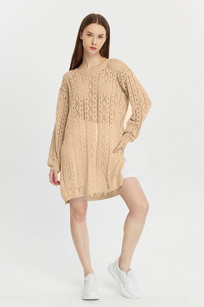 Fanori Woman Βαμβακερό πλεκτό φόρεμα New Season