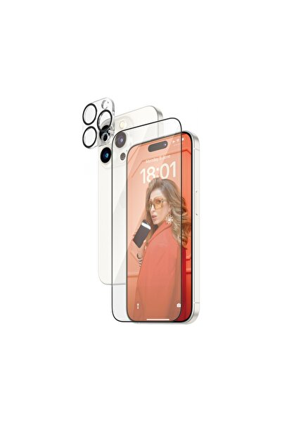 Panzer Glass حزمة 2 في 1 لهاتف iPhone 15 Pro، واقي شاشة متوافق تمامًا مع محاذ...