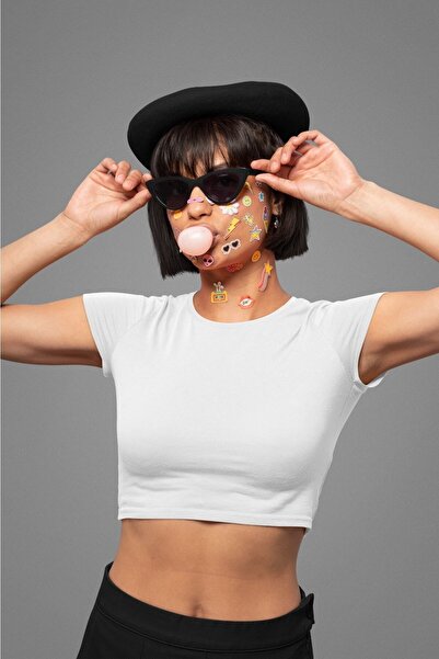 Fuddy Moda Basic Crop Top, Γυναικεία μονόχρωμη μπλούζα χωρίς στάμπα