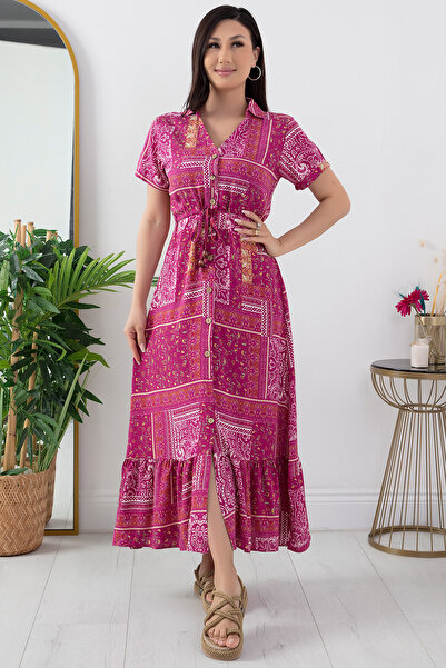 PULLIMM Viscose Collar Dress - Buttoned, 1035-3085 Model