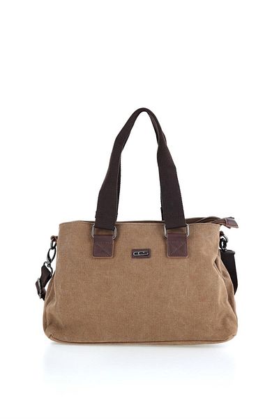 KAFF ÇÇS 31320 Canvas Brown Three Compartment Women's Hand and Shoulder Bag