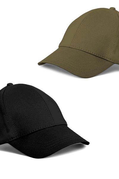 Eke Tekstil Unisex Black and Khaki Color 2-Piece Baseball Cap Set