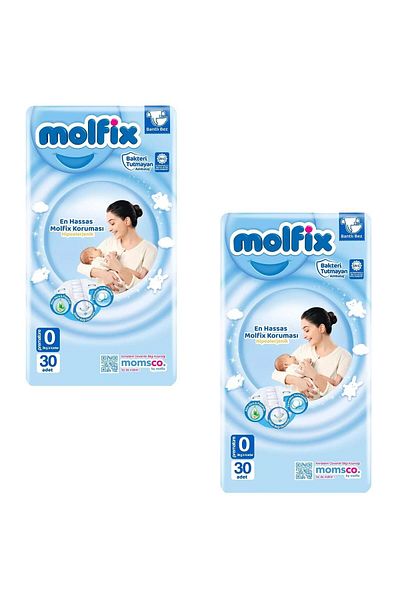 Molfix Size 0 Premature Baby Diapers 30 Pieces 2 Pieces