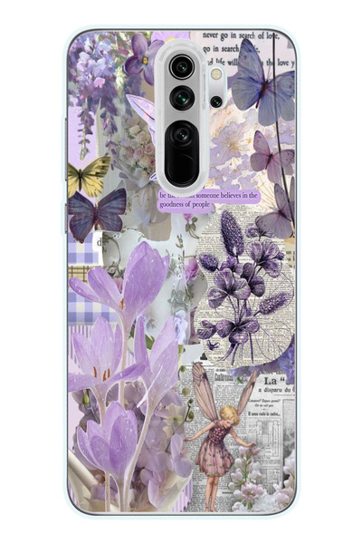 Magic Ring Redmi Note 8 Pro Uyumlu Lavanta Tasarımlı Şeffaf Telefon Kılıfı