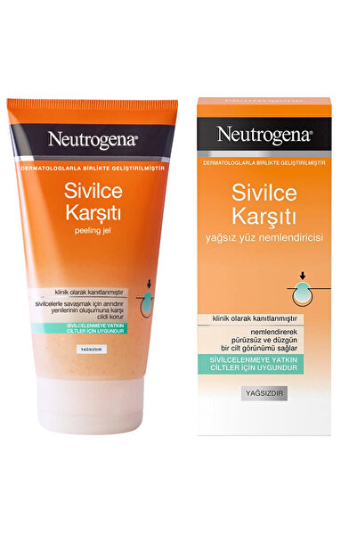 Neutrogena Sivilce Karşıtı Peeling Jel 150 ml Sivilce Karşıtı Yağsız Yüz Nemlendiricisi 50 ml