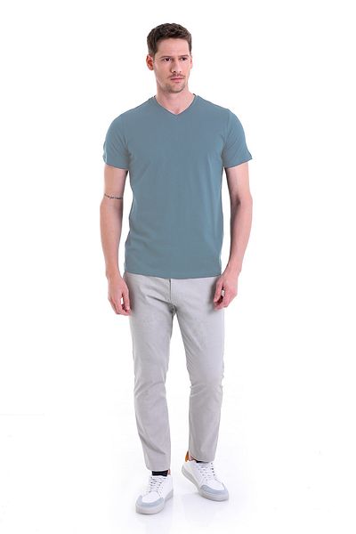 Hatemoğlu Μπλουζάκι Indigo Plain Regular Fit 100% βαμβακερό με λαιμόκοψη