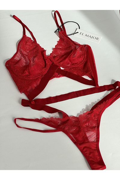 El Major Band Detailed Underwire Bra Set