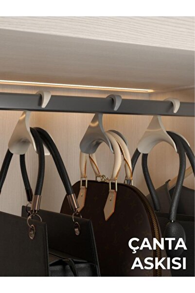 Genel Markalar Plastik Çanta Askısı 6 Adet Premium Kalite 6 Gri