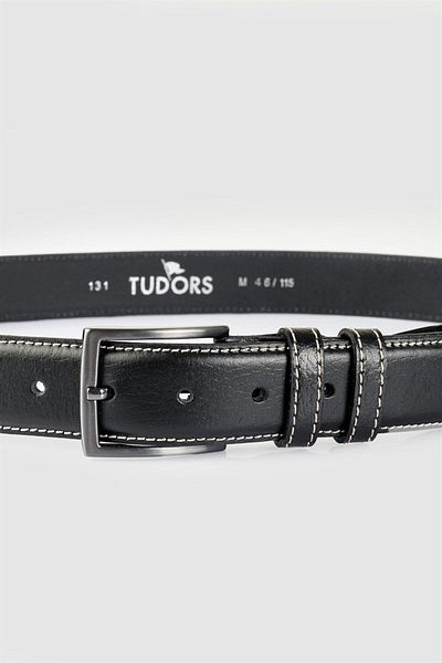 Tudors Ανδρική 100% γνήσιο δέρμα 3,5 εκ. Κλασική μαύρη ζώνη