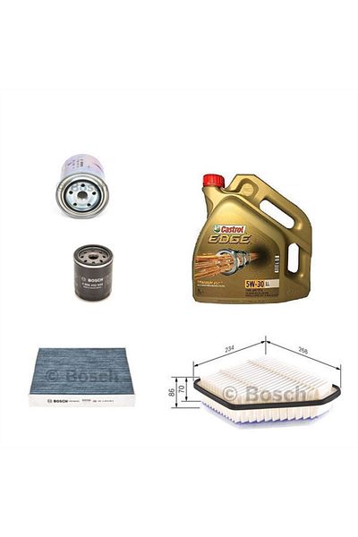 Bosch Filter Set Toyota Corolla 2007-2009 D4d Diesel Set of 4 + Castrol 5w30 Edge 4 Lt