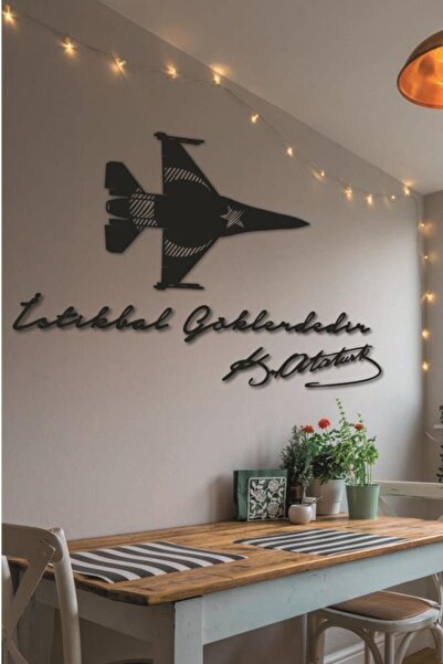 AVMmarketim Havacılar İçin Hediye Solo Türk Tablo F16 Uçak Tablo Istikbal Göklerdedir Atatürk Imza