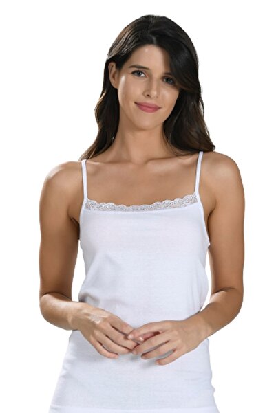 NBB Γυναικείο σετ 3 τεμαχίων με λευκές τιράντες και δαντέλα, ριμπ εσώρουχο 660