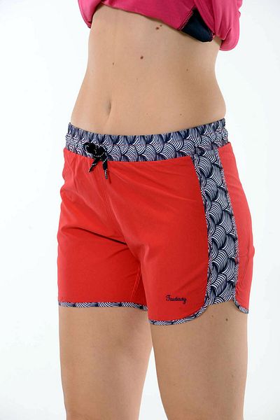 Fantasy Women's Red Elastic Waist Quick Drying Pocketless Swim Shorts