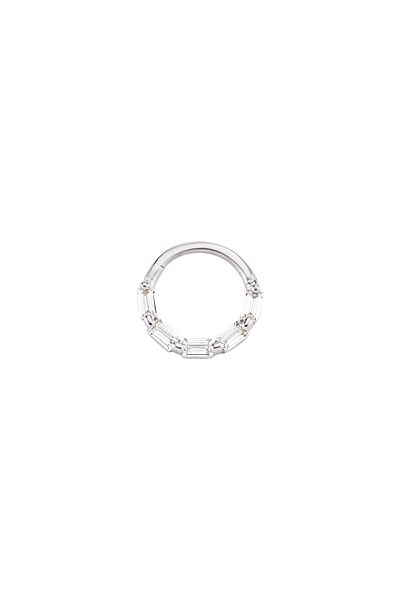 Altın Sepeti White Gold Baguette Hoop Tragus Earrings