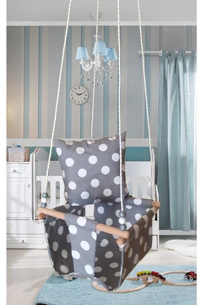 Altev Çift Katlı Kumaş Ahşap Bebek Çocuk Bahçe Salıncağı Hamak Tavan Salıncağ...