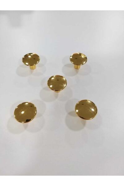 ARON (5 ADET) Metax Düz Düğme Kulp (PARLAK ALTIN) Mobilya Vestiyer Şifonyer Ç...
