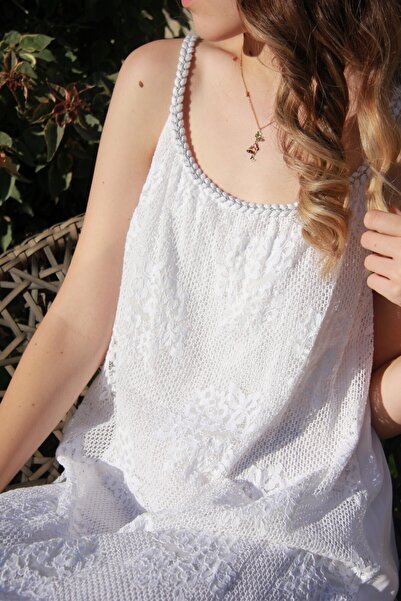 Bohemian Women's White Lace Long Dress