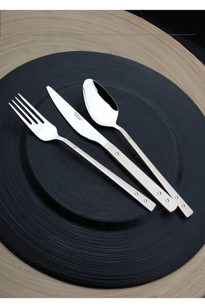 Yetkin Diamond 12 Pieces Dessert Spoons - Plain