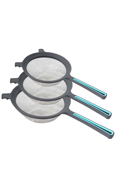 Gondol G-80 3-Piece Metal Strainer Set with Plastic Handle