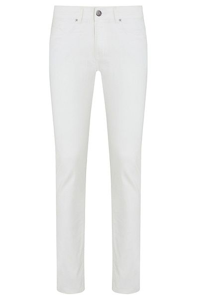 Hatemoğlu Λευκό Slim Fit ίσιο βαμβακερό τζιν παντελόνι με 5 τσέπες