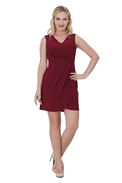 Loe Tiessi Жіноче бордове міні-плаття з V-подібним вирізом Sandy