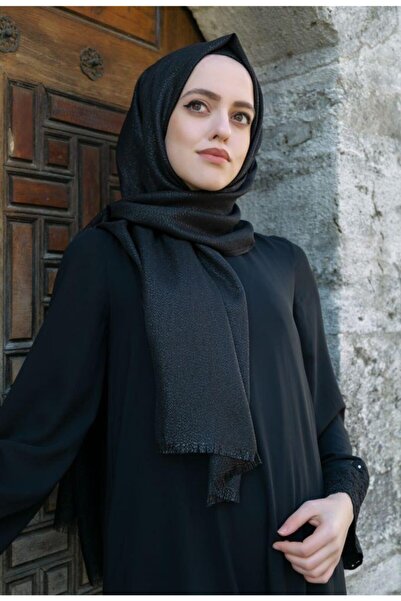 İkranur Siyah Simli Şal