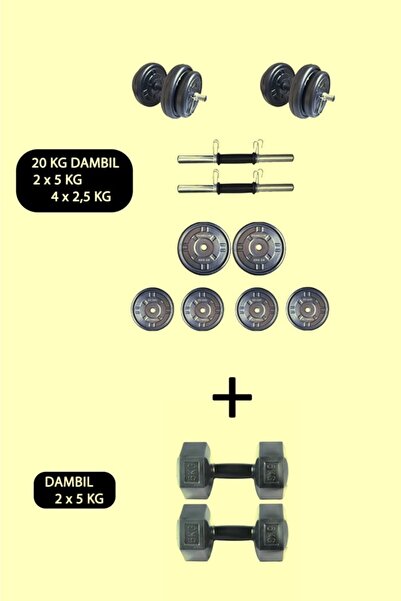 Mocca Style 20 Kg +(2 X 5 Kg) Dambıl Seti Ağırlık Ve Vücut Geliştirme Aleti 3...