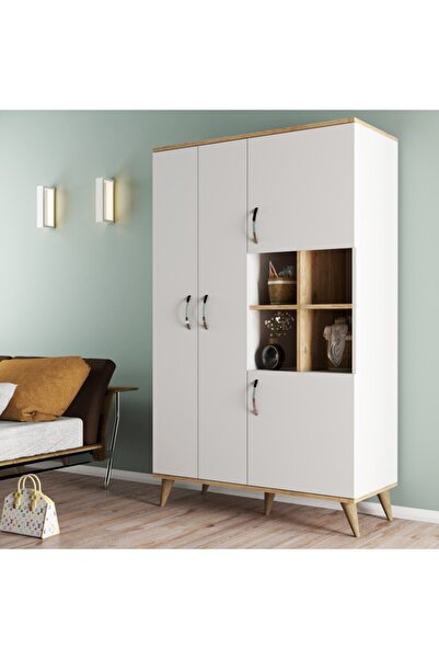 Tanmob Maxi 4 Kapaklı Askılıklı Raflı Çok Amaçlı Dolap Beyaz-çam - Mxd0101