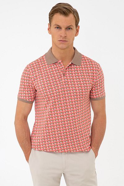 Pierre Cardin Ροζ Slim Fit Polo T-Shirt με λαιμόκοψη