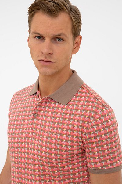 Pierre Cardin Ροζ Slim Fit Polo T-Shirt με λαιμόκοψη