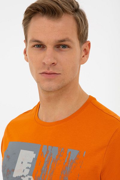 Pierre Cardin Πορτοκαλί Slim Fit Crew Neck T-Shirt