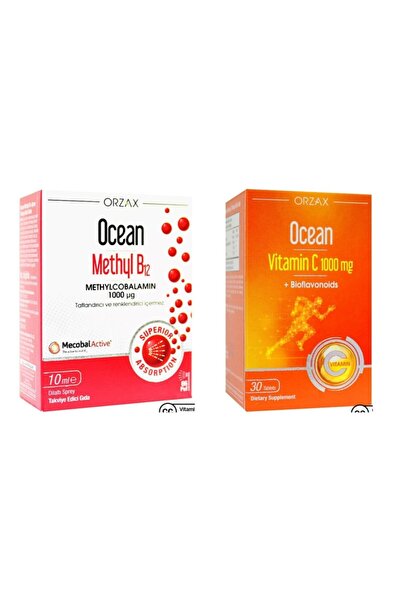 Ocean Methyl B12 1000µg Sprey 10 ml Ve Ocean Vitamin C 1000mg 30 Tablet