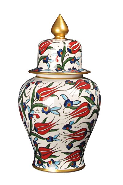 Qdec Bleu Blanc Şah Vazo Lale Yaldız