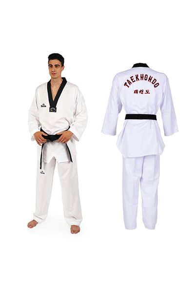 Dae Do Daedo Wt Black Collar Ribbed Taekwondo Dress - Wtf Approved