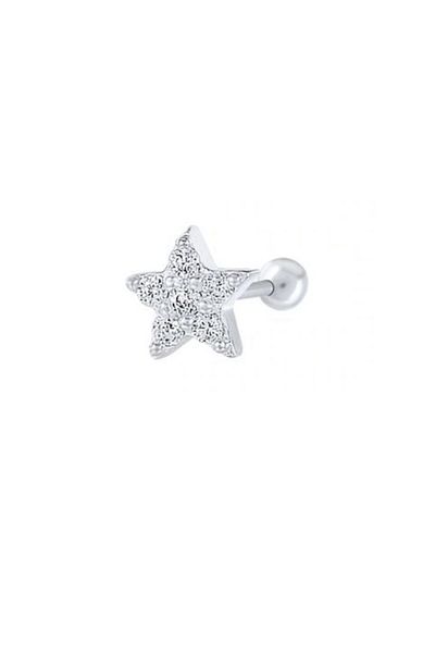 Erer Gümüş Silver Stone Tragus Cartilage Piercing Single Earring Hs36E3