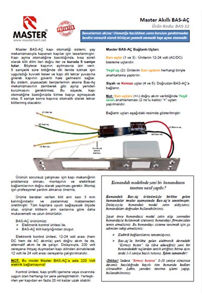 Genel Markalar Kumandalı Otomatik Bas-aç,emniyetli Kapı Otomatiği, Özel Kapı Otomatiği Bas-12/24v Bas-ac (12-24v)
